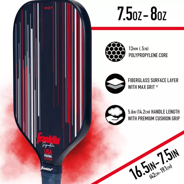 Franklin Sports Pro Pickleball Paddles  Signature Series Pro Pickleball Paddle with MaxGrit Surface  USA Pickleball USAPA Approved Tournament Pickleball Paddles  13mm  16mm Polypropylene CoresNavy