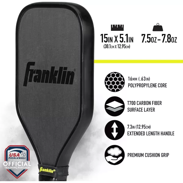 Franklin Sports Sweet Spot Training Pickleball Paddle  The Original Pickleball Trainer Practice Paddle  Mini Paddle Head  Extra Long Handle for Shot  Swing Training  16mm Core  T700 Carbon Face