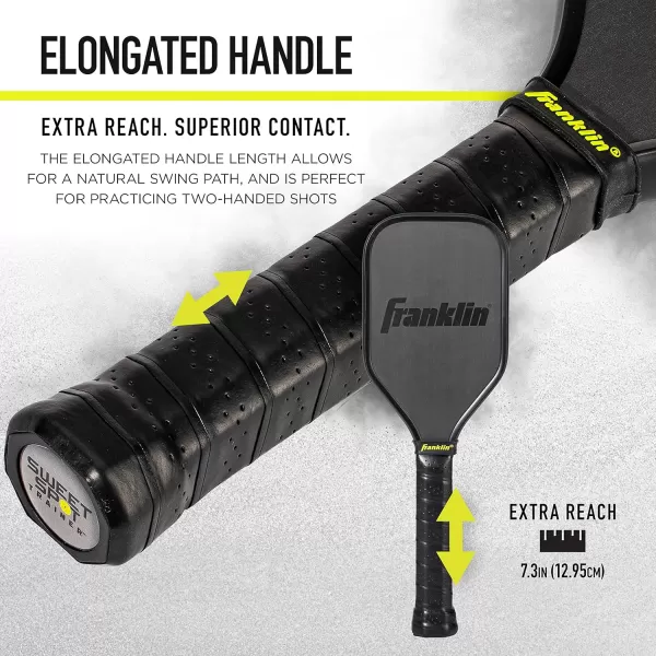 Franklin Sports Sweet Spot Training Pickleball Paddle  The Original Pickleball Trainer Practice Paddle  Mini Paddle Head  Extra Long Handle for Shot  Swing Training  16mm Core  T700 Carbon Face