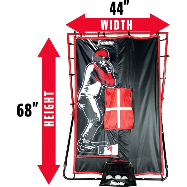 Franklin Sports Unisex Youth Return Franklin Sports Baseball Pitching Target and Rebounder Net 2 in 1 Pitch Trainer Pitchback Net  Red 68 x 44 US