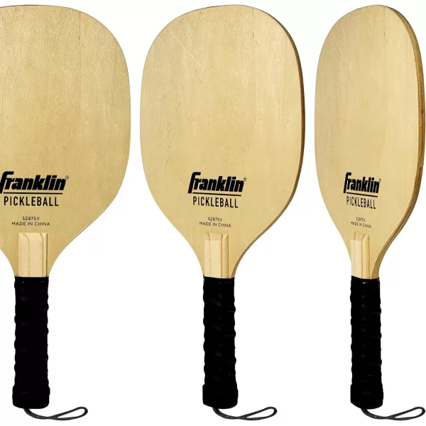 Franklin Sports Wooden Pickleball Paddle and X40 Pickleball Set  Includes 4 Wooden Paddles and 4 pickleballs  USA Pickleball Approved X40 Balls