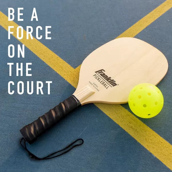 Franklin Sports Wooden Pickleball Paddle and X40 Pickleball Set  Includes 4 Wooden Paddles and 4 pickleballs  USA Pickleball Approved X40 Balls