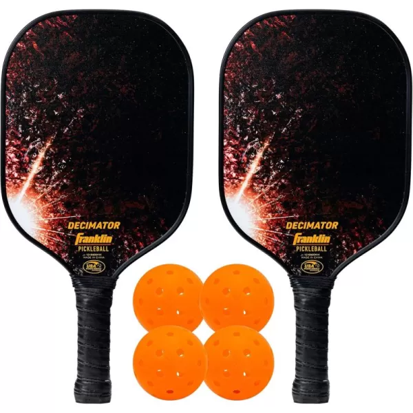 Franklin Pickleball 2 Player Carbon Fiber Paddle and X40 Pickleball Set  2 Carbon Fiber Paddles  4 X40 Balls  USA Pickleball ApprovedOrange