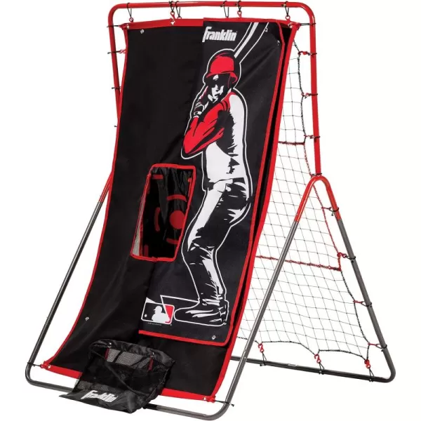 Franklin Sports Baseball Pitching Target and Rebounder Net  2in1 Switch Hitter Pitch Trainer  Pitchback Net  Pitching Target with Hitter  Strikezone Red