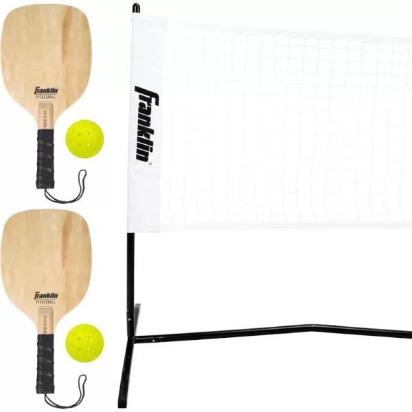 Franklin Sports Half Court Size Pickleball Net by Franklin Pickleball  Includes 10ft Net 2 Paddles and 2 X40 USA Pickleball Approved PickleballsBlack2 Paddle  2 Ball Set