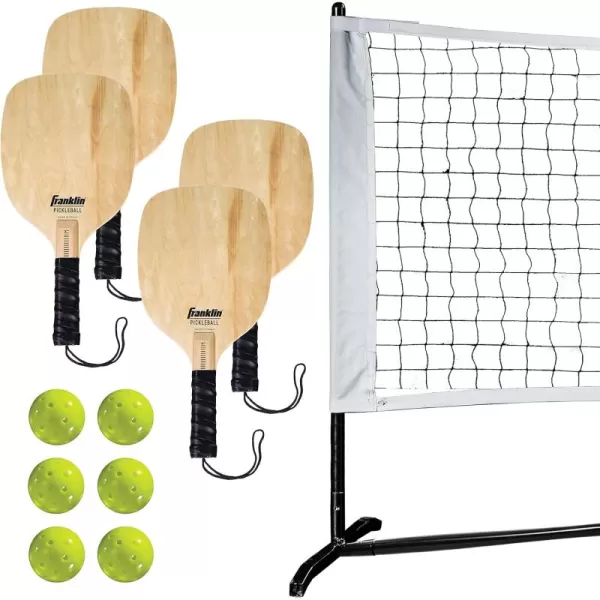Franklin Sports Half Court Size Pickleball Net by Franklin Pickleball  Includes 10ft Net 2 Paddles and 2 X40 USA Pickleball Approved PickleballsBlack4 Paddle  6 Ball Set