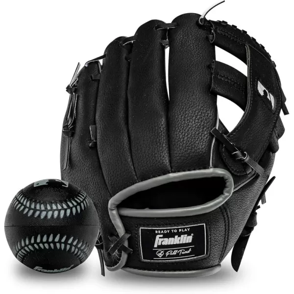 Franklin Sports Kids Baseball Gloves  RTP Youth Teeball Glove  Ball Set  Boys  Girls Teeball Mitt Set  Kids  Toddlers  95quotBlackSilver