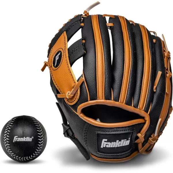 Franklin Sports Kids Baseball Gloves  RTP Youth Teeball Glove  Ball Set  Boys  Girls Teeball Mitt Set  Kids  Toddlers  95quotBlackTan