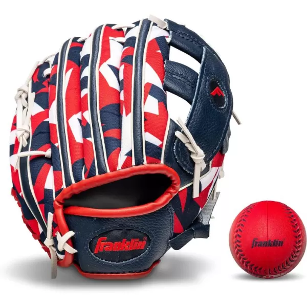 Franklin Sports Kids Baseball Gloves  RTP Youth Teeball Glove  Ball Set  Boys  Girls Teeball Mitt Set  Kids  Toddlers  95quotNavyRed
