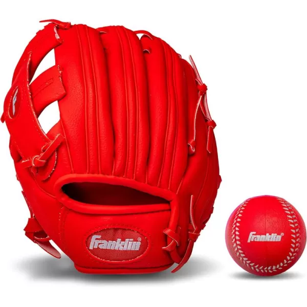 Franklin Sports Kids Baseball Gloves  RTP Youth Teeball Glove  Ball Set  Boys  Girls Teeball Mitt Set  Kids  Toddlers  95quotRed