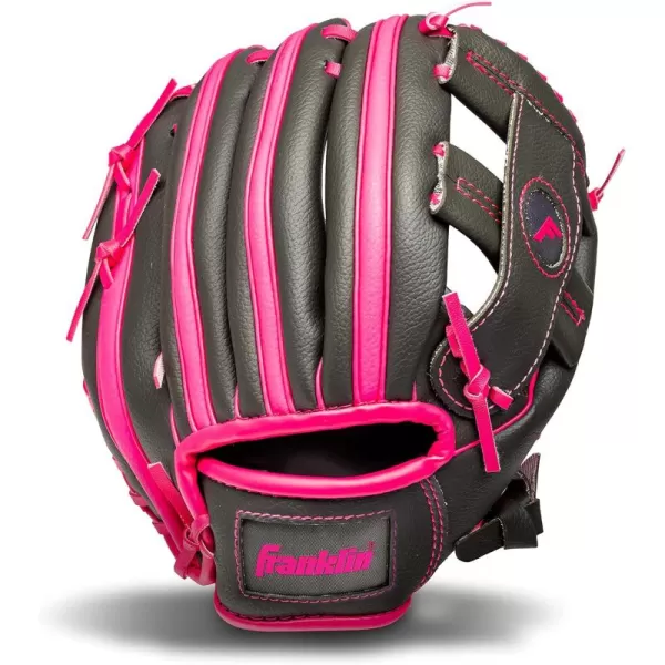 Franklin Sports Kids Baseball  Tball Glove  RTP Youth Baseball Glove  Boys  Girls Teeball Youth Baseball GloveGrayPink