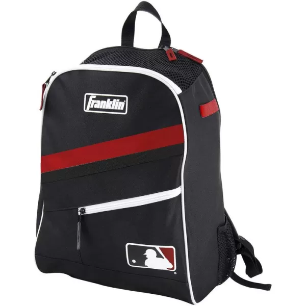 Franklin Sports Kids MLB Baseball Batpack Bag  Youth Baseball Softball  Teeball Backpack  Sports Equipment Bag for Kids  Toddlers  Holds 2 Teeball  Baseball Bats  Includes Fence HookBlackRedWhite