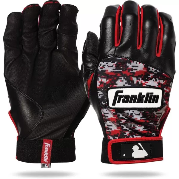 Franklin Sports MLB Digitek Batting Gloves  Adult and Youth Batting Glove  TriCurve Technology Fit  Genuine Leather Heel Patch  Etched Microfiber  Batting Gloves for Kids and AdultsGrayRed