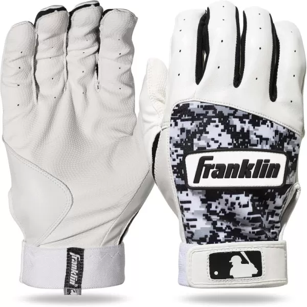 Franklin Sports MLB Digitek Batting Gloves  Adult and Youth Batting Glove  TriCurve Technology Fit  Genuine Leather Heel Patch  Etched Microfiber  Batting Gloves for Kids and AdultsGrayWhiteBlack