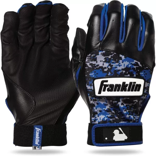 Franklin Sports MLB Digitek Batting Gloves  Adult and Youth Batting Glove  TriCurve Technology Fit  Genuine Leather Heel Patch  Etched Microfiber  Batting Gloves for Kids and AdultsGrayBlackRoyal