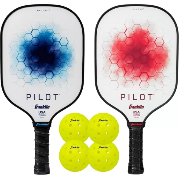 Franklin Sports Pickleball Paddle  Pilot Polypropylene Core Pickleball Racket  Official USA Pickleball USAPA Approved Pickleball Paddle  Lightweight Pro Racket  10mm Thick CoreBlue  Red