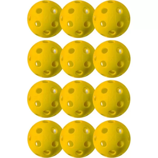 Franklin Sports X26 Indoor Pickleballs  Indoor Court Pickleball Balls  3 Pack 12 Pack  Bulk 100 Pack of Pickleballs  USA Pickleball USAPA Approved Tournament Pickleballs  Multiple ColorsYellow