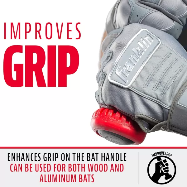 Franklin Sports Baseball Bat Grip Knob  Gator Grip Bat Nub  Baseball and Softball Bat Grip Knob  Improved Grip and Sting ReducerRed