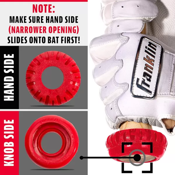 Franklin Sports Baseball Bat Grip Knob  Gator Grip Bat Nub  Baseball and Softball Bat Grip Knob  Improved Grip and Sting ReducerRed