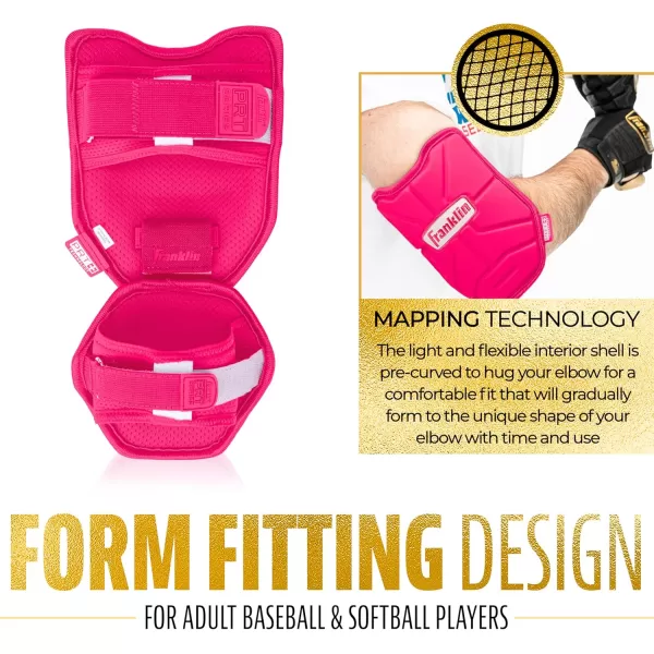 Franklin Sports Baseball Elbow Guard  PRT Series Adult Baseball  Softball Elbow Shield for BattingOptic Pink