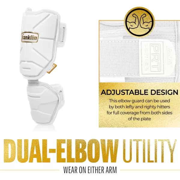 Franklin Sports Baseball Elbow Guard  PRT Series Adult Baseball  Softball Elbow Shield for BattingWhiteGold