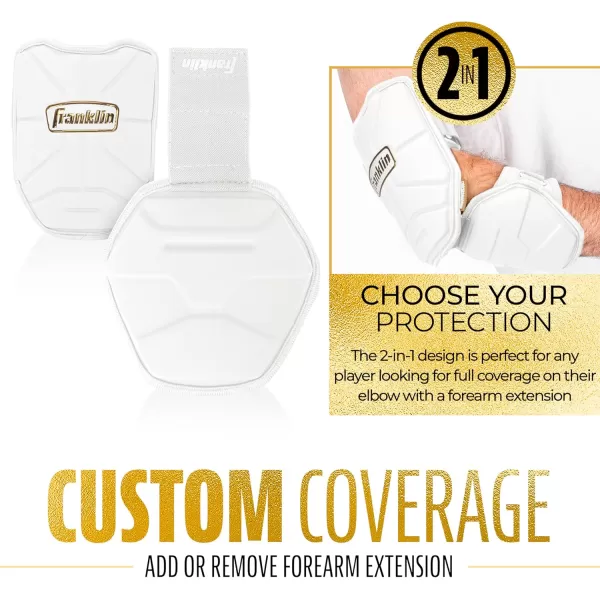 Franklin Sports Baseball Elbow Guard  PRT Series Adult Baseball  Softball Elbow Shield for BattingWhiteGold