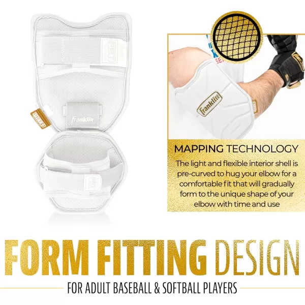 Franklin Sports Baseball Elbow Guard  PRT Series Adult Baseball  Softball Elbow Shield for BattingWhiteGold