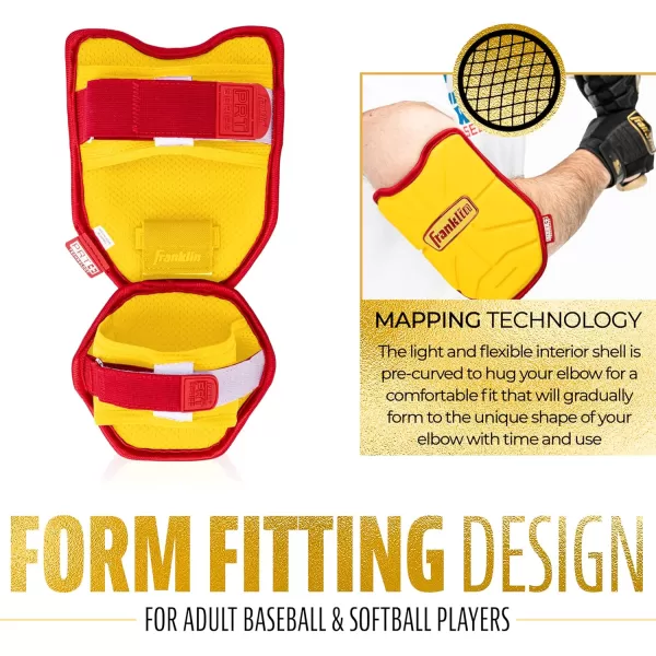 Franklin Sports Baseball Elbow Guard  PRT Series Adult Baseball  Softball Elbow Shield for BattingYellowRed