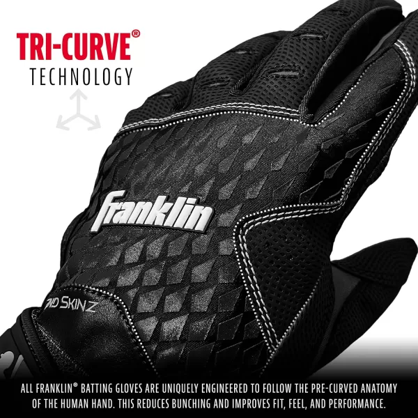 Franklin Sports MLB 2nd Skinz Batting Gloves  Adult  Youth Baseball  Softball Batting Gloves  Mens  Kids Baseball Teeball  Softball Gloves  Multiple Sizes  Colors AvailableBlackBlack