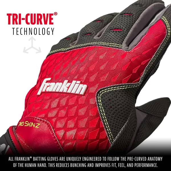 Franklin Sports MLB 2nd Skinz Batting Gloves  Adult  Youth Baseball  Softball Batting Gloves  Mens  Kids Baseball Teeball  Softball Gloves  Multiple Sizes  Colors AvailableGrayRed