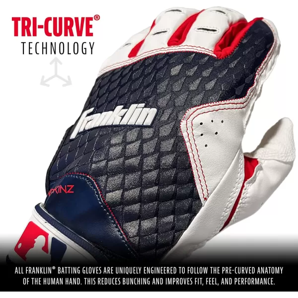 Franklin Sports MLB 2nd Skinz Batting Gloves  Adult  Youth Baseball  Softball Batting Gloves  Mens  Kids Baseball Teeball  Softball Gloves  Multiple Sizes  Colors AvailableWhiteNavy