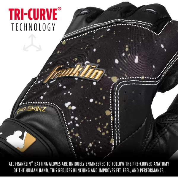 Franklin Sports MLB 2nd Skinz Batting Gloves  Adult  Youth Baseball  Softball Batting Gloves  Mens  Kids Baseball Teeball  Softball Gloves  Multiple Sizes  Colors AvailableBlackGold