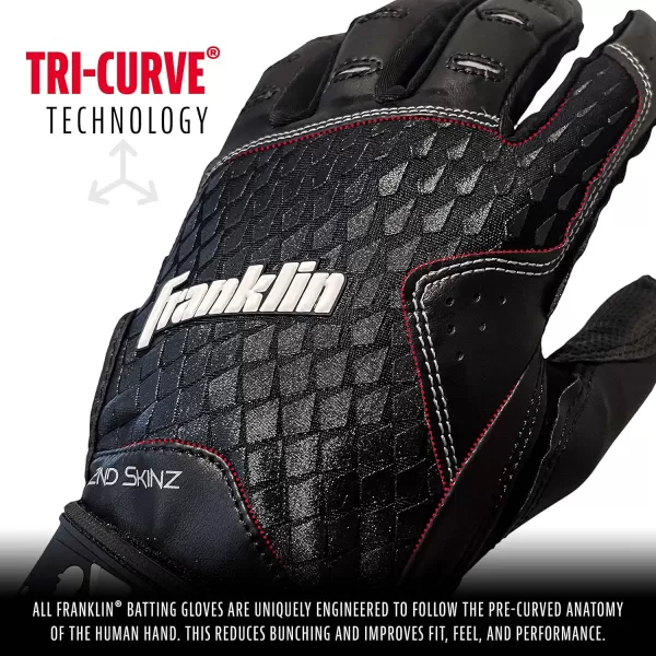 Franklin Sports MLB 2nd Skinz Batting Gloves  Adult  Youth Baseball  Softball Batting Gloves  Mens  Kids Baseball Teeball  Softball Gloves  Multiple Sizes  Colors AvailableBlackBlack