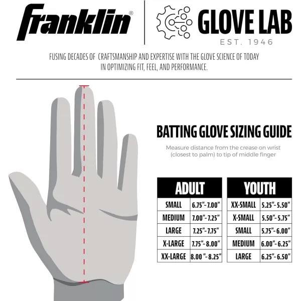 Franklin Sports MLB 2nd Skinz Batting Gloves  Adult  Youth Baseball  Softball Batting Gloves  Mens  Kids Baseball Teeball  Softball Gloves  Multiple Sizes  Colors AvailableBlackBlack