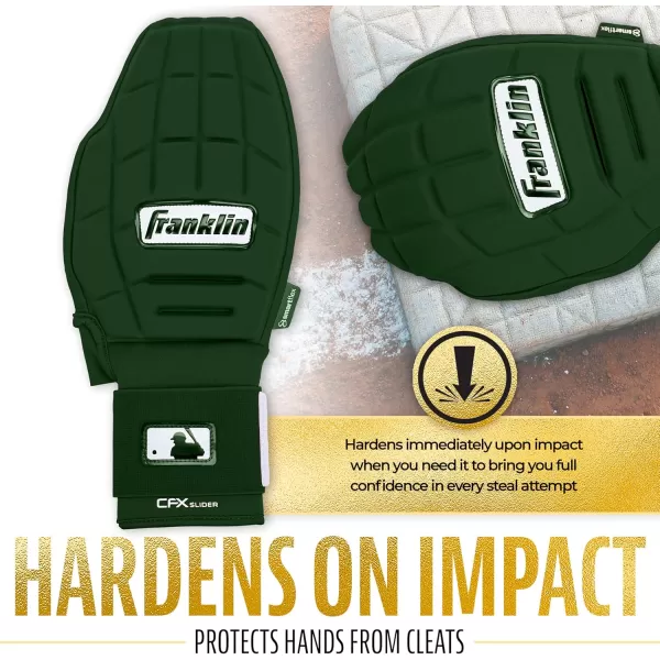Franklin Sports MLB Baseball  Softball Sliding Mitt  CFX PRT Adult  Youth Protective Baserunning Sliding Gloves  Left  Right Hand Mitt  Hand  Wrist Protector for Running  Kids  Adults SizesForest green
