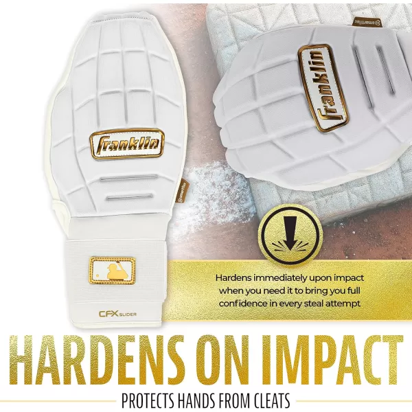 Franklin Sports MLB Baseball  Softball Sliding Mitt  CFX PRT Adult  Youth Protective Baserunning Sliding Gloves  Left  Right Hand Mitt  Hand  Wrist Protector for Running  Kids  Adults SizesWhiteGold