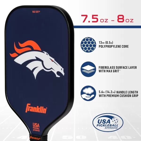 Franklin Sports NFL Pro Pickleball Paddle  13MM Signature Series Pro Pickleball Paddle with MaxGrit Surface  Official NFL Team  USAP Approved  Premium Quality  Authentic NFL Team LogosTeam Specific