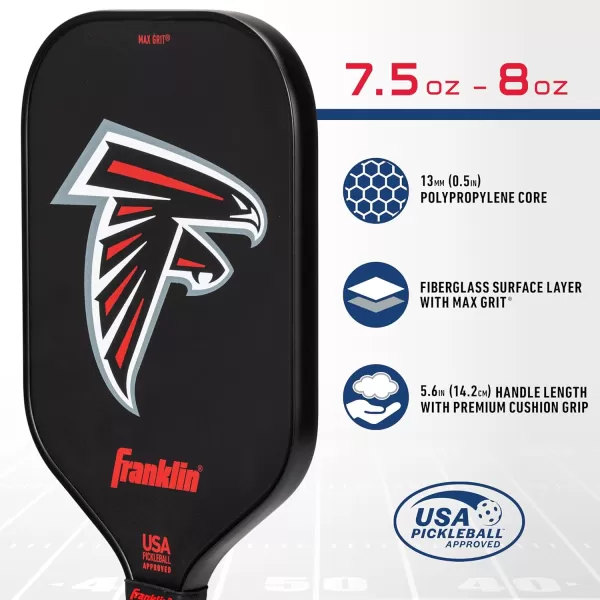 Franklin Sports NFL Pro Pickleball Paddle  13MM Signature Series Pro Pickleball Paddle with MaxGrit Surface  Official NFL Team  USAP Approved  Premium Quality  Authentic NFL Team LogosTeam Specific