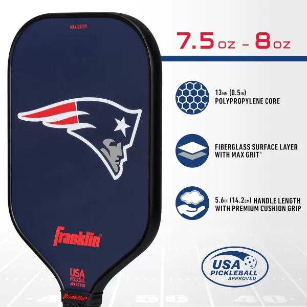 Franklin Sports NFL Pro Pickleball Paddle  13MM Signature Series Pro Pickleball Paddle with MaxGrit Surface  Official NFL Team  USAP Approved  Premium Quality  Authentic NFL Team LogosTeam Specific