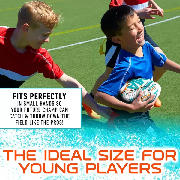 Franklin Sports NFL Team Footballs  Youth Mini Footballs for All NFL Teams  Kids Junior 85quot Football  Air Pump Sets  Official NFL Licensed FootballsMiami Dolphins