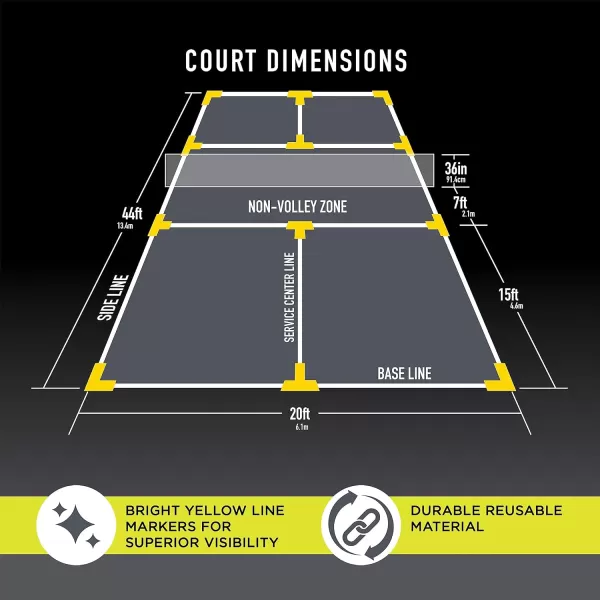 Franklin Sports Pickleball Court Marker Kit  Lines Marking Set with Tape Measure  Official Size Court Throw Down Markers