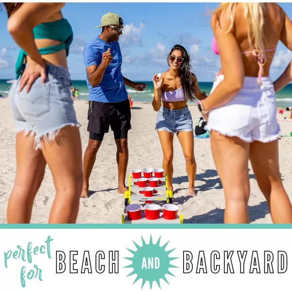 Franklin Sports Stadium Cup Pong Set  Jumbo 6 Cup Pong Game Set with Cups  Stand  Fun Indoor  Outdoor Tailgate Game