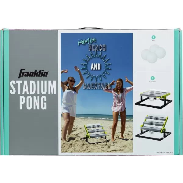 Franklin Sports Stadium Cup Pong Set  Jumbo 6 Cup Pong Game Set with Cups  Stand  Fun Indoor  Outdoor Tailgate Game