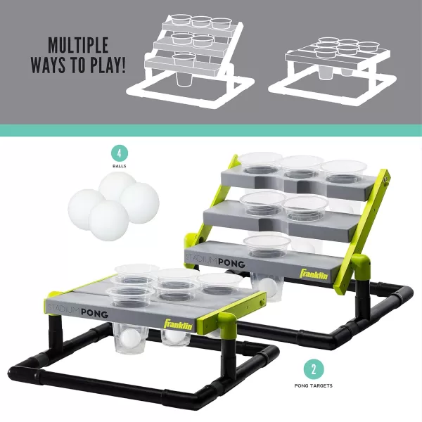 Franklin Sports Stadium Cup Pong Set  Jumbo 6 Cup Pong Game Set with Cups  Stand  Fun Indoor  Outdoor Tailgate Game