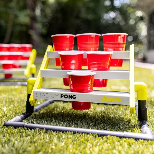 Franklin Sports Stadium Cup Pong Set  Jumbo 6 Cup Pong Game Set with Cups  Stand  Fun Indoor  Outdoor Tailgate Game
