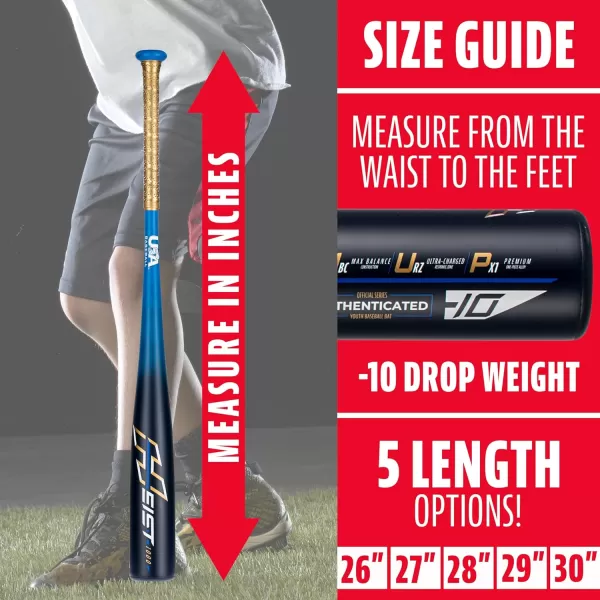 Franklin Sports Youth Baseball Bat  Heist Kids Baseball Bats for Ages 812  2 58quot Inch Big Barrel Kids Metal Bat  Youth Drop 9  10 Aluminum Bats  USA Baseball  26quot to 30quot BatsRoyal