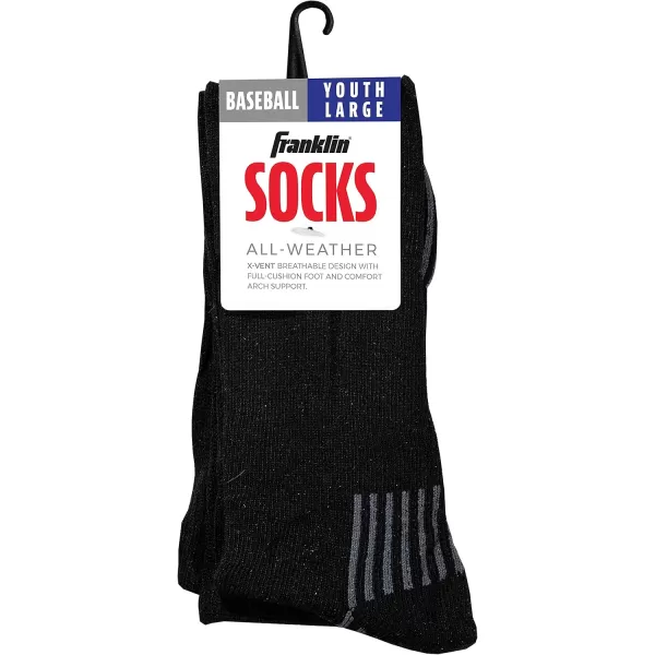 Franklin Sports Youth Baseball  Softball Socks  Baseball  Softball Knee Socks for Kids  Boys  Girls Tall Sports SocksBlack