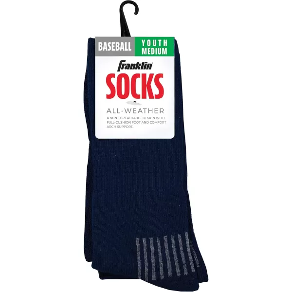 Franklin Sports Youth Baseball  Softball Socks  Baseball  Softball Knee Socks for Kids  Boys  Girls Tall Sports SocksNavy