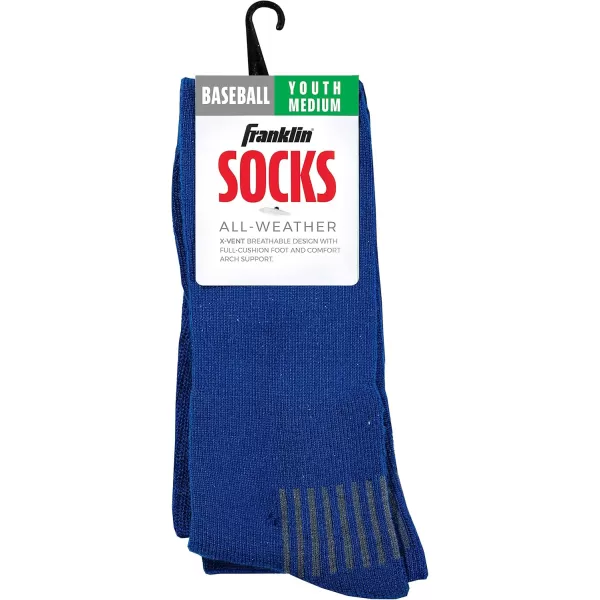 Franklin Sports Youth Baseball  Softball Socks  Baseball  Softball Knee Socks for Kids  Boys  Girls Tall Sports SocksRoyal Blue
