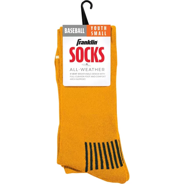 Franklin Sports Youth Baseball  Softball Socks  Baseball  Softball Knee Socks for Kids  Boys  Girls Tall Sports SocksYellow